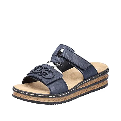 Rieker Damen Sandalen 62936 - Komfortable Pantolette - Wanderschuhe mit weicher Innendecksohle für ein angenehmes Tragegefühl und individuell verstellbarem Klettverschluss.