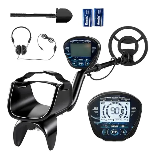 Outsunny IP68 Wasserdichter Metalldetektor mit LCD-Display - Vielseitiger Metalldetektor mit 3 Erkennungsmodi und 7 Zoll Spule, ideal für die Schatzsuche. Leicht und komfortabel, perfekt für Outdoor-Abenteuer. Inklusive Kopfhörer und Schaufel für sofortige Nutzung.