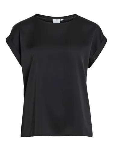 Vila VIELLETTE S/S Satin TOP/SU - NOOS - Tanktops & Träger-Tops für Damen, stylisches T-Shirt mit überschnittenen Schultern aus recyceltem Polyester für nachhaltigen Komfort.