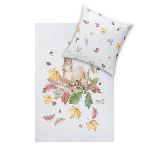 ESTELLA Kuschelflanell Bettwäsche Squirrel Natur 135x200 cm in beige von ESTELLA
