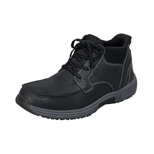 Orthofeet Herren Boot-Style Schuhe aus Leder in Schwarz, Größe 44 - Robuste Outdoor-Stiefel mit innovativer Hands-Free Technologie für bequemes Anziehen. Bieten optimalen Komfort und Unterstützung für den ganzen Tag.