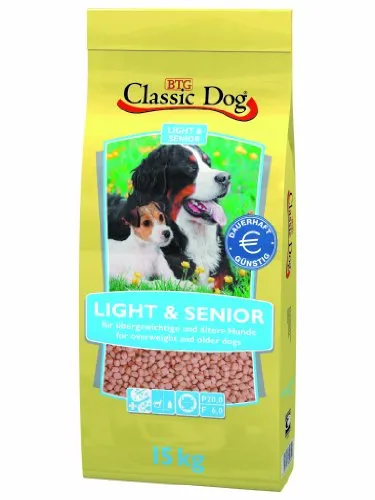 Classic Dog Light & Senior 15 kg - Hundefutter für ältere, empfindliche und übergewichtige Hunde, leicht verdaulich und nährstoffreich für ein gesundes Leben.