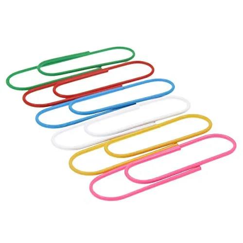 Coideal Büroklammern Groß XXL 100mm, 30 Stück Riesen Büroklammer Vinylbeschichtete Grosse Bunt Paperclips Metall (10 cm)