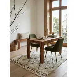 Esstisch MUMBAI Massivholz Sheesham 120 cm - Stilvoller Esstisch im Landhaus-Stil aus massivem Sheeshamholz, handgefertigt und einzigartig. Ideal für gemütliche Mahlzeiten mit Freunden und Familie.