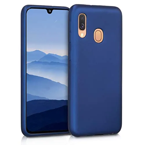 kwmobile Handyhülle für Samsung Galaxy A40 Hülle - Silikon Case metallisch schimmernd - Schutzhülle Cover - Metallic Blau