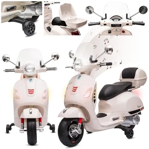 Vespa Kindermotorrad Scooter Elektro Motorrad 2x6V4,5Ah MP3 Koffer