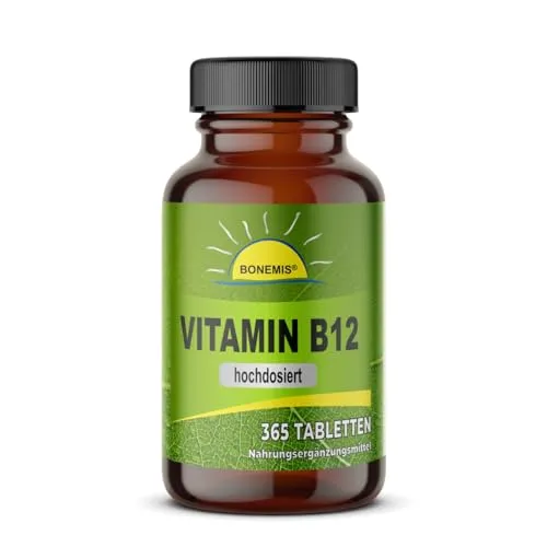 Vitamin B12 (hochdosiert, natürlich, bioaktiv, vegan), 365 Tabletten, Bonemis®