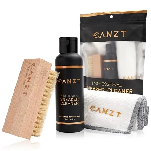 Canzt Sneaker Reiniger Set – Schuhreiniger & Sneaker Cleaner für Wildleder, Nubuk, Suede & Stoff – Schuhputzmittel inkl. Bürste & Mikrofasertuch