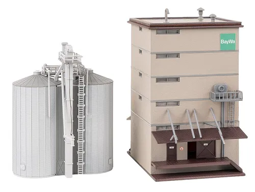 N / Faller 222217 Futtermittelhandel Set mit Siloturm,Verladerampen,Doppelsilo