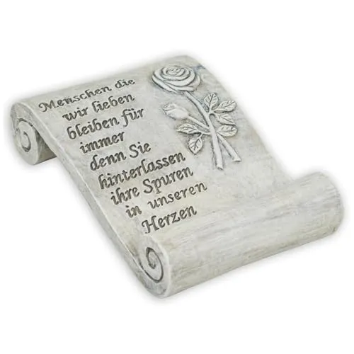 matches21 HOME & HOBBY Grabschmuck Schriftrolle 18 cm mit Spruch und Rose
