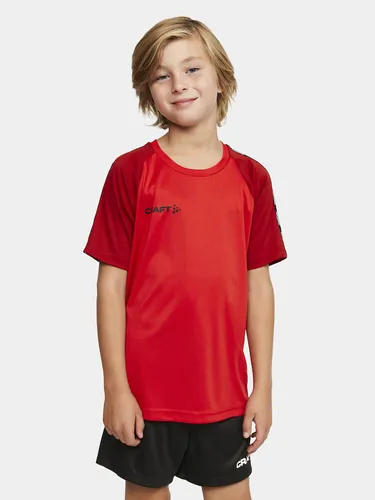 Craft Sport-Tshirt Squad 2.0 Contrast Jersey (hohe Elastizität, bequeme Passform) rot Kinder, Größe: 146/152