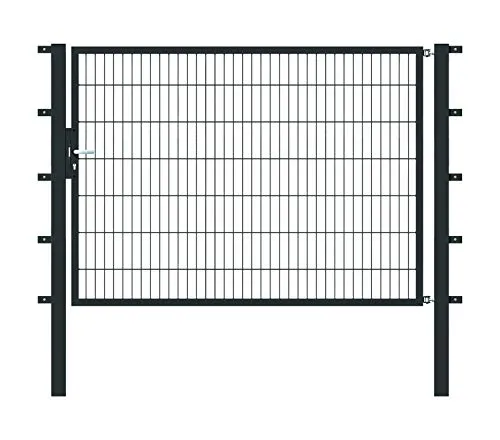 Einzeltor ALBERTS Flexo 200 x 140 cm Typ 6/5/6 - Gartenzäune: Robustes Metalltor in Anthrazit, ideal für Sicherheit und Stil im Garten.