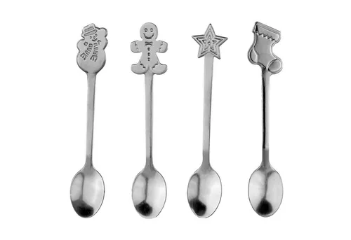 Rungassi Kaffeelöffel 4 er Set Kaffee Löffel Dessertlöffel Weihnachtsmotive 13cm Motive