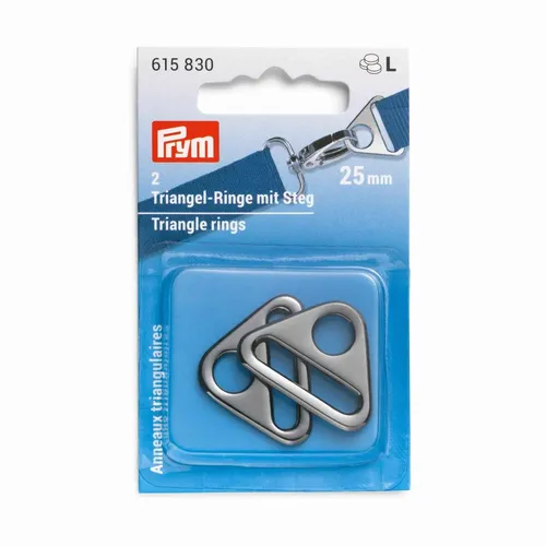 PRYM Triangel-Ringe mit Steg 25 mm gunmetal - für Taschen D-Ringe