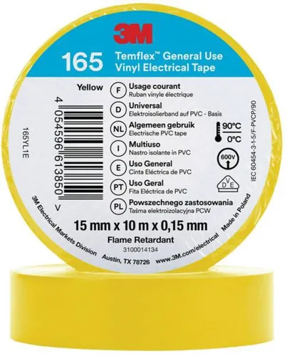3M PVC Elektro-Isolierband 165YL1E Temflex165 gelb15X10