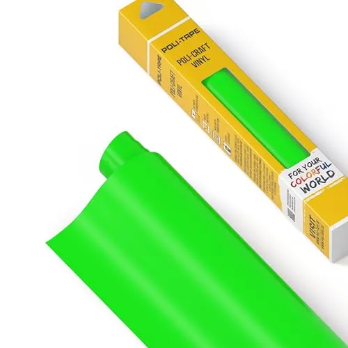 POLI-CRAFT Vinyl Klebefolie (PERMANENT) - selbstklebende Plotterfolie für DIY-Projekte, Neon Grün matt, 30,5 cm x 183 cm
