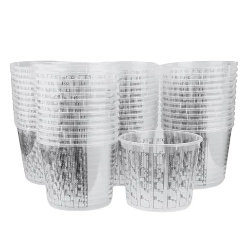 Mischbecher Sets Rührbecher Messbecher aus Kunststoff für Epoxidharze, Farben, Polyesterharze, Lacke, Flüssigkeiten, Mischbecher:1200ml (50 Stück)