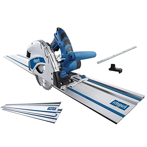 Scheppach Tauchsäge PL55 Handkreissäge mit 2x700mm Führungsschiene & 1200W | Schnitttiefe 55mm | Sägeblatt Ø160mm