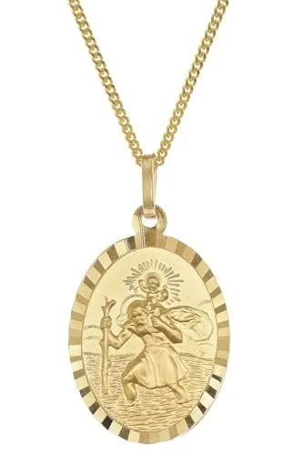 trendor Christophorus Anhänger Gold 333/8K Mit Vergoldeter Silberkette zeitloses Schmuckstück für Damen und Herren, zauberhafte Geschenkidee 28960-50 50 cm