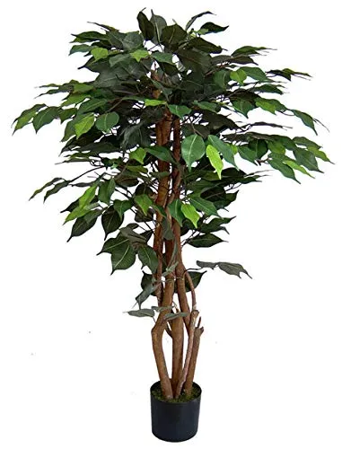 Ficus Excotica 120cm - Künstlicher Dekobaum mit Echtholzstamm - Dekorativer Ficus Excotica, ca. 120cm hoch, ideal für stilvolle Innenräume. Dichte Blätter aus Textilfaser und stabiler Kunststofftopf sorgen für eine ansprechende Optik ohne Pflegeaufwand.