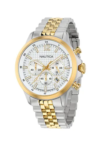 Nautica NAPBOF408 NCT BLUEOCEAN – Herrenarmbanduhr - Stilvolle Herrenarmbanduhr mit analoger Anzeige und robustem Edelstahlarmband. Mit 100 m Wasserdichtigkeit und praktischen Funktionen wie Chronograph und Datumsanzeige ideal für den täglichen Einsatz.