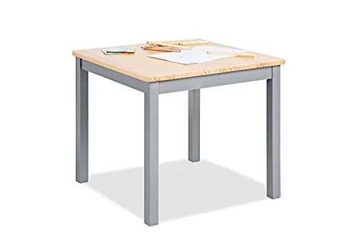 PINOLINO Kindertisch Fenna aus Kiefernholz - Beistelltisch fürs Kinderzimmer, stabil und perfekt zum Malen und Spielen für Kinder von 2-7 Jahren, modern in grau und klar lackiert.