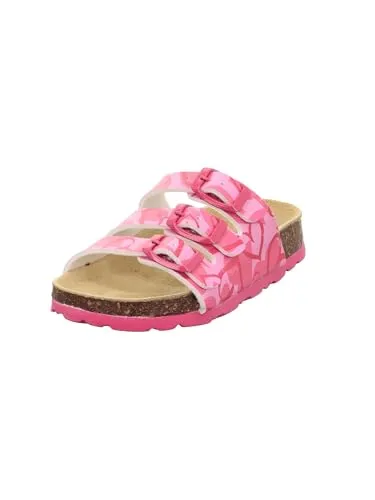 superfit Leder-Pantoletten in Pink/Rot Größe 38 - Hausschuhe für Kinder, ergonomisch geformt und rutschhemmend für sicheren Halt beim Spielen.