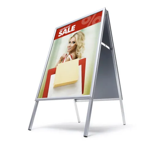 Showdown Displays Kundenstopper Indoor 50x70 - Gehrung - Einzelrahmen für Innenräume und überdachte Außenbereiche, stabiler 25mm Rahmen für lange Lebensdauer und einfache Handhabung, ideal zur effektiven Präsentation Ihrer Werbung.