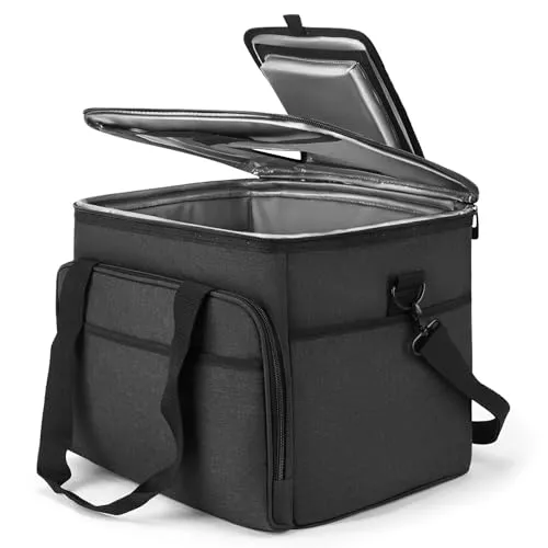 ALLCAMP OUTDOOR GEAR 30L Groß Faltbar Isoliert Kühltasche Mit 2 Kühlakkus 24h Kühlung für Arbeit, Auto, Arbeit, Strand, Reise & Picknick Schwarz