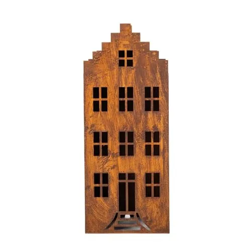 Kapaga - Rost Metall Laternen - Kerzenlaterne Indoor - Gartenlaternen - Kerzen - Laternenhaus - Teelichthaus - Latarne - Für Room Decor, Geschenke - Edelrost (Rost - Höhe 38 cm)