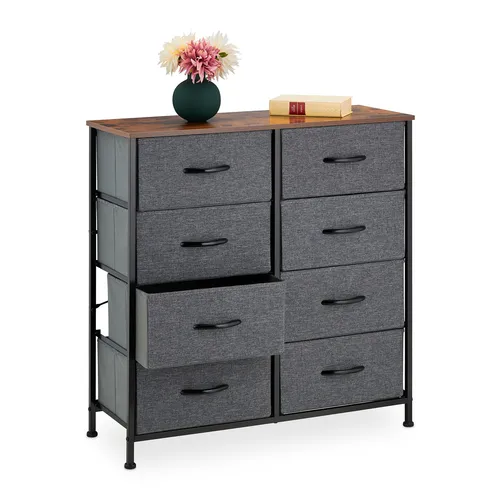 Industrielle Kommode mit 8 Schubladen - Stilvolle Beistellkommode im industriellen Design, ideal für Flur oder Wohnzimmer. Bietet viel Stauraum mit 8 Schubladen und ist freistehend.