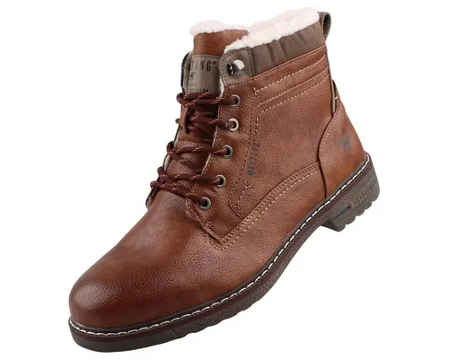 Mustang Herren Stiefelette Schnürboot mit Warmfutter 4201-602, Größe 46 EU, Braun - Wanderschuhe mit warmem Teddyfleece-Futter für mollige Füße, rutschfester TPR-Sohle und stylischem Design, ideal für kalte Tage.