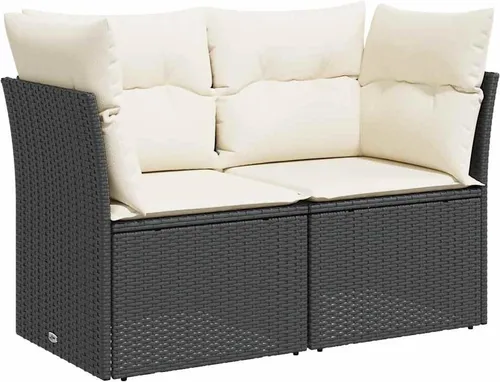 vidaXL Gartensofa 2-Sitzer Schwarz mit Kissen von vidaXL