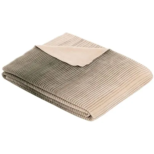 Ibena Sues 2301, Kuscheldecke grün/Natur, Sommerdecke 150x200 cm, angenehm warm und besonders kuschelig weich, hervorragende Qualität mit hohem Baumwollanteil