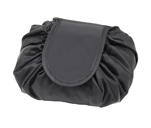 Kosmetiktasche mit Kordelzug, ONEGenug Schminktasche, One-Step Organizer Makeup Tasche Schminkbeutel für Lazy Damen Schwarz