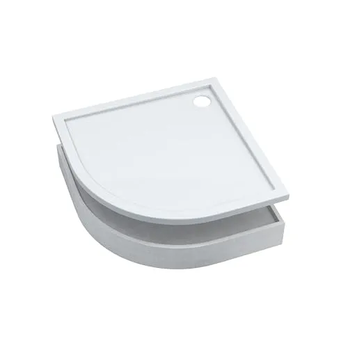 AQUABAD Duschwanne | Set Basic Smooth White 90x90cm R55 Viertelkreis - Duschkabinen & -wände mit Styroporträger für stabilen Halt und optimale Dämmung. Hochglanz-Acryl sorgt für antibakterielle Eigenschaften und einfache Reinigung.