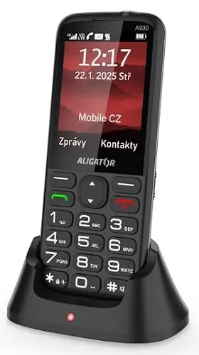 ALIGATOR AZA930B Senioren-Großtasten 4G/LTE Handy mit SOS-Knopf und SOS Locator. Anwendung „Rettung“, Farbdisplay 2,8“, Dual SIM, ohne Ladegerät, Farbe schwarz
