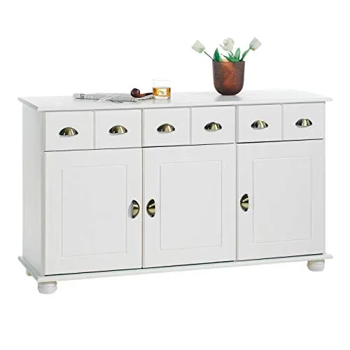 IDIMEX Kommode COLMAR - Elegantes Sideboard mit Stauraum - Schubladenkommode aus massivem Kiefernholz mit 3 Schubladen und 3 Türen, ideal für Geschirr und Deko. Verstellbare Einlegeböden bieten zusätzlichen Platz für voluminöse Gegenstände.