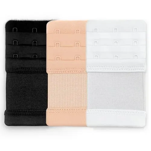 YISCOKO BH verlängerung verlängerung 3 Haken,BH erweiterung 3 Haken Haut, Weiß, Schwarz (3 Stück).