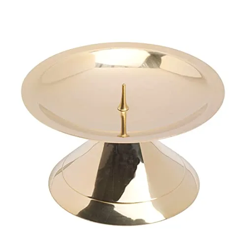 NKlaus Messing - Kerzenleuchter Gold rund poliert Ø 9cm mit Dorn Höhe: 5cm Fuß Ø 6,5cm. 10969