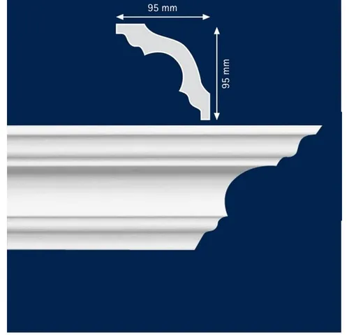 PROVISTON Stuckleiste Polystyrol, 95 x 95 x 2000 mm, Weiß – Elegante Deckenleiste - Die PROVISTON Stuckleiste aus Polystyrol ist ideal für kreative Raumgestaltungen. Sie kaschiert Übergänge und Unebenheiten mühelos. Dank einfacher Montage mit Kleber und der Möglichkeit zur individuellen Farbgestaltung passt sie perfekt in jedes Zuhause.
