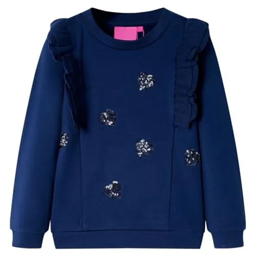 Kinder-Sweatshirt Herzmuster Langarmshirt Pullover Pulli Shirt Marineblau 104