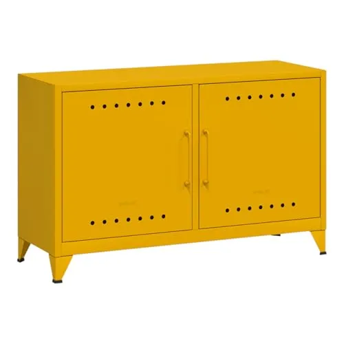 Bisley Fern Cabby Sideboard aus Metall | Metallschrank im Retro-Instustrial Design in Sunflower