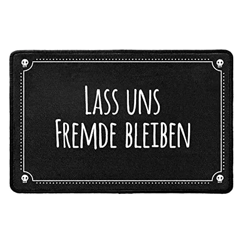 Produktbild Pechkeks Fußmatte mit Spruch „Lass Uns Fremde bleiben. “ (Größe 67x43 cm; rutschfest, waschbar, schwarz)