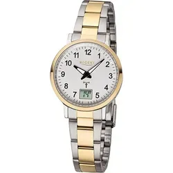 Regent Damen-Uhr Funk Analog Quarz Metall-Band Gold Silber-Ton FR-258 - Elegante Damenuhr mit bicolor Edelstahlarmband, Funkwerk und 3 ATM wasserdicht. Ideal für jeden Anlass, vereint Stil und Funktionalität.