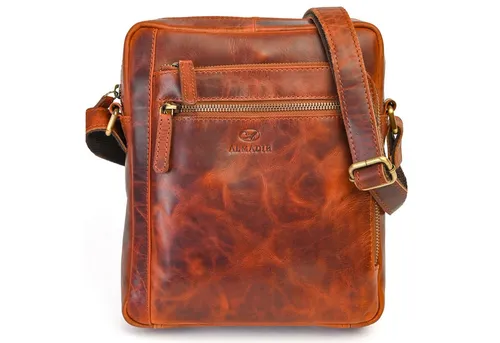 ALMADIH Umhängetasche Leder Herren LUC - Kompakte echte Ledertasche für Arbeit & Alltag