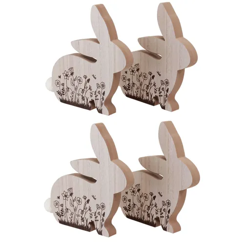 Osterhasen aus Holz dekorative Hasen Natur Braun sitzend Frühlingstischdeko