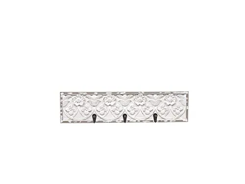 Chic Antique Garderobe Garderobenleiste Haken Garderobenhaken mit Dekor und Haken Shabby Chic Antik weiß L51x12cm
