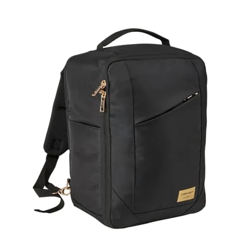 Cabin Max Manhattan Handgepäck Rucksack 40x30x20 cm – 24 L aus recyceltem RPET – schwarz/gold
