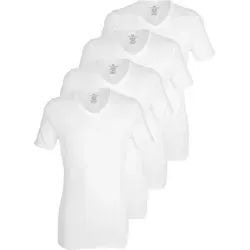 Götzburg 4er Pack Herren Kurzarm Business Unterhemd mit V-Ausschnitt (Weiss) - Herren-Unterhemden im praktischen 4er Vorteilspack, aus besonders weicher Baumwolle, hautfreundlich und langlebig – ideal für Business-Outfits.